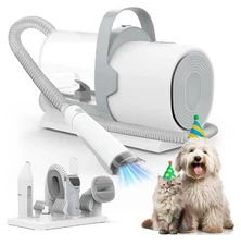 Dog Grooming Vacuum and Kit, Clipper Nail Trimmer Grinder, 2.5L Dust Cup 7 Groom