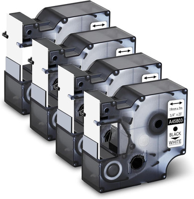 4 Pack D1 Refills Compatible for Dymo D1 Label Tape 45803 S0720830 19Mm Black on