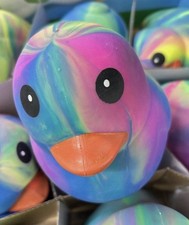 Authentic Sunny Days Jumbo Squeezy Duck Squishy Stress Toy NEW Rainbow Tie Dye