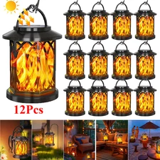 Solar Hanging Lanterns Outdoor Flickering Flames Solar for Garden Yard LawnTable