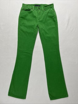 Polo Ralph Lauren Corduroy Cotton Pants Midrise Bootcut Womens 2 Lime Green VTG