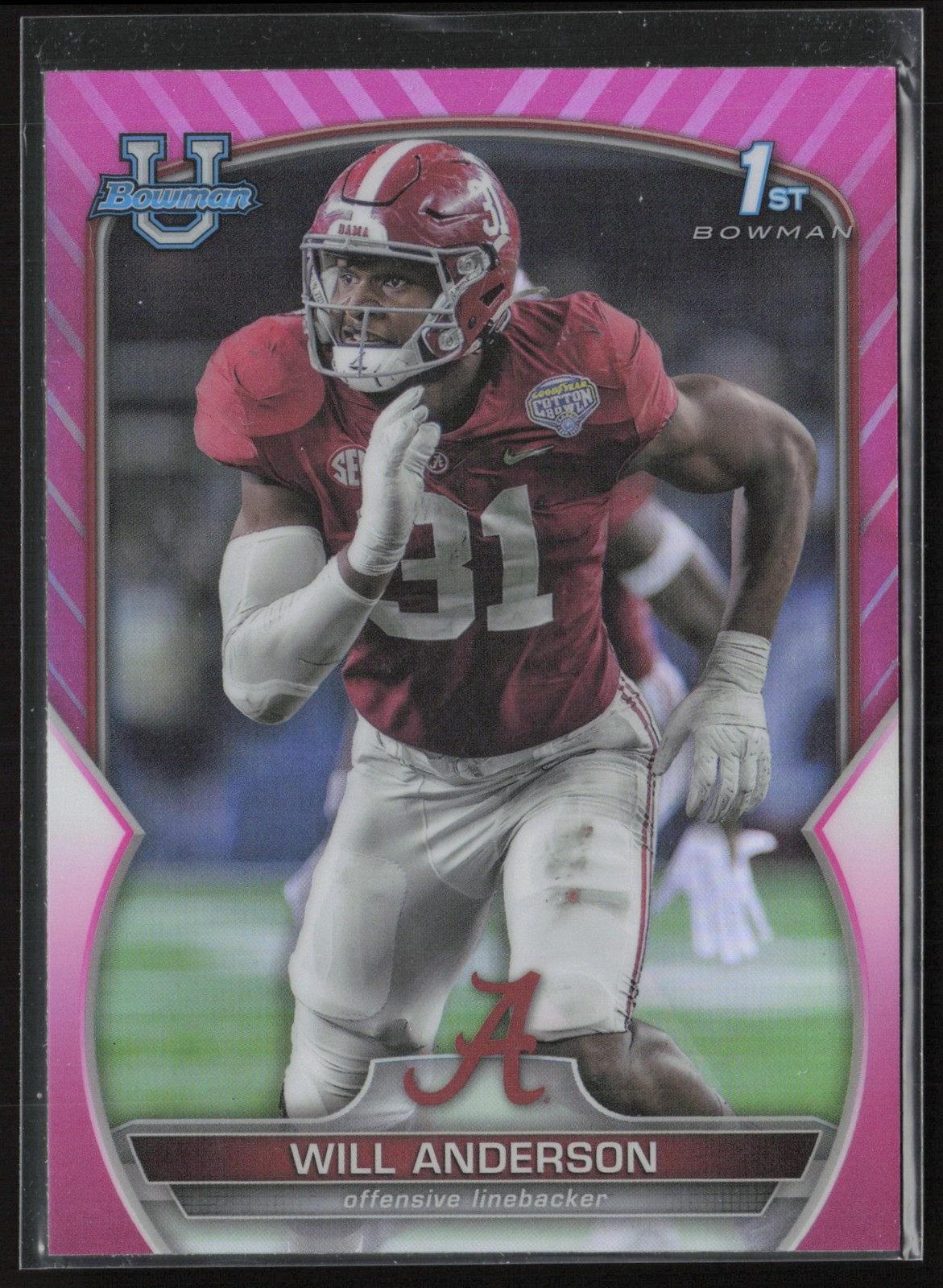 2022 Bowman U Chrome Will Anderson Pink Refractor Alabama Crimson Tide #52