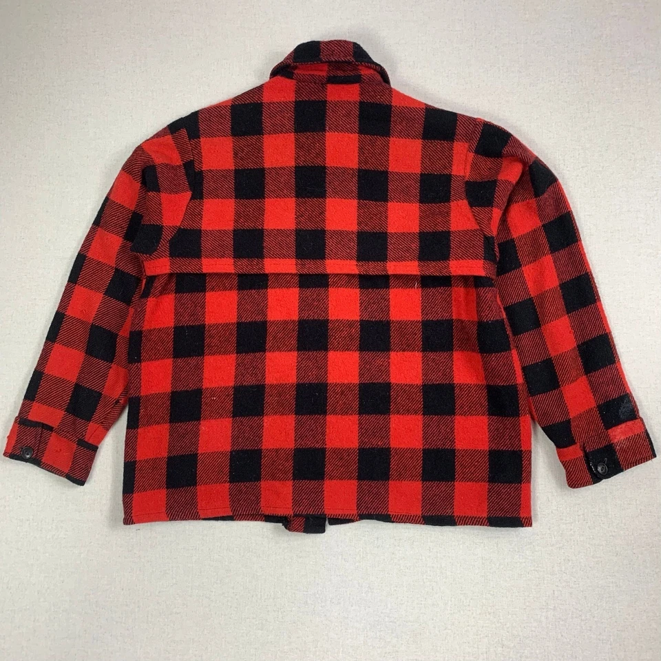 Buffalo Plaid Button Down Wool Jacket Over Shirt Regent Chemise Canada - S - 70s - Image 2 of 4