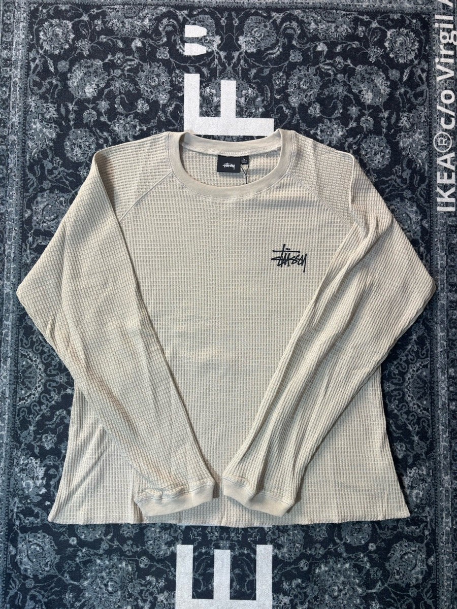 Stussy Raglan Bone Thermal Waffle Size Large Brand New | eBay