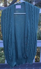 Vintage Pendleton Women's Medium 100 Virgin Wool Sweater Vest Teal Cable Knit