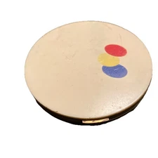 Rare Vintage Powder Compact_ Gold Mesh _ White Enamel _ With Sifter_ Full Size