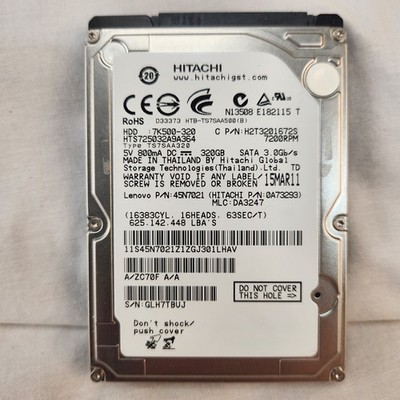 Hitachi HDD 320GB 7K500-320 7200 RPM SATA II 2.5'' Laptop Hard Drive
