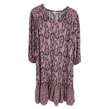 Knox Rose dress women's M paisley puff sleeve tiered ruffle babydoll boho beach