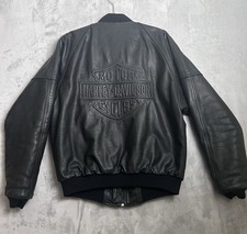 VTG Harley Davidson Leather Jacket Mens Medium Embossed Shield Logo Lined USA