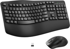 Ergonomic Wireless Keyboard and Mouse Combo with Wrist Rest for Comfort