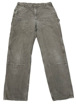 Vintage Carhartt B136 DKB Dungaree Fit Brown Double Knee Pants 36W 34L Workwear