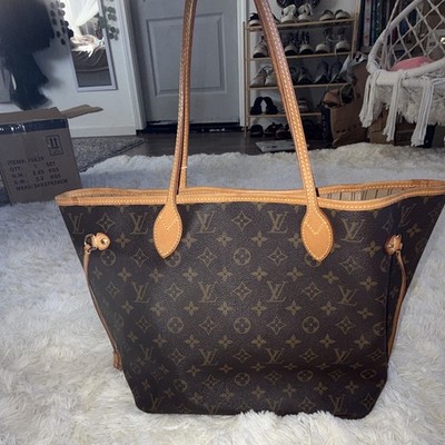 Louis Vuitton Neverfull MM Monogram Tote Brown Tan Shoulder Strap with auth. tag