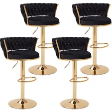 Bar Stools Set of 4, Adjustable Barstools Counter Height Stools with Back and...