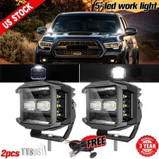 Hood Ditch Pair 5 Side Shooter Led Work Light Drl Kit For Toyota Tacoma 16-23
