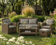 Image of Garden Sofa Set Rattan Outdoor 6 Seater Luxury Sectional Lounge Patio Furniture