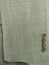 Jos A Bank Men 41/42R Blue Plaid Check Gray Silk Wool 2 Button Blazer Sport Coat