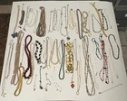 Vintage Lot Of 55 Costume Jewelry Necklaces/Chokers Beads Metal Rhinestones