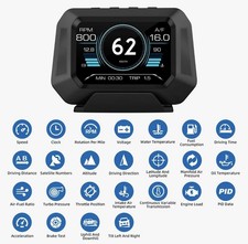 Car Obd2gps Gauge Hud Head-up Digital Display Speedometer Rpm Alarm Kmh Mph