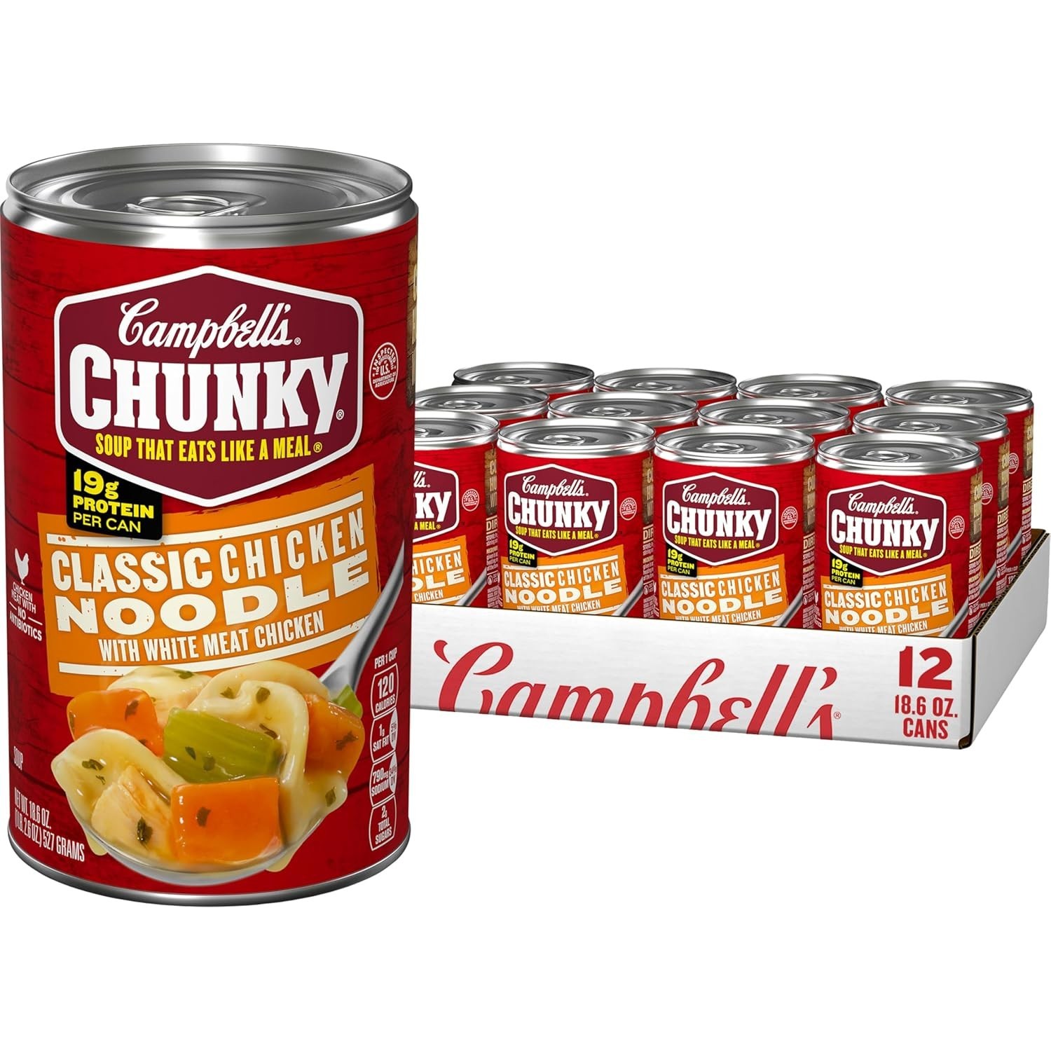 Game Day Essential: Campbell's Chunky Chicken Noodle Soup - 12 x 18.6 oz Cans