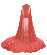 EllieHouse Women's Long Chiffon Bridal Cape Wedding Veil Cloak T13 Red 3 Meters