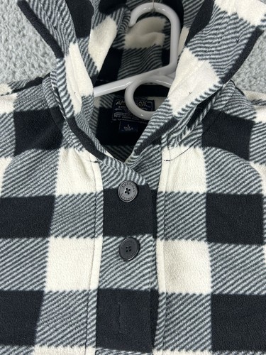 AMERICAN LIVING Women’s L Black Ivory Plaid Fleece Top Buffalo Collared Button - Picture 4 of 12