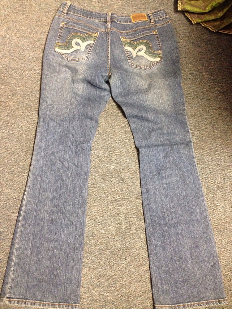 rocawearワイドレッグデニム 濃紺刺繍ポケット ロカウェア ROCAWEAR 刺繡ロゴ 濃紺 ワイド デニム 42 - メルカリ