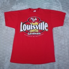 VTG 90s University Of Louisville Cardinals Logo 7 Red T-Shirt Sz Md DS Deadstock