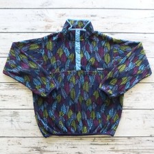 Vintage Patagonia Snap-T Fleece Leaf Pattern Pullover Made in USA Size XL 10204