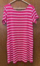 Yelete pink & white stripes t shirt Dress w/ Pockets & criss cross straps back!