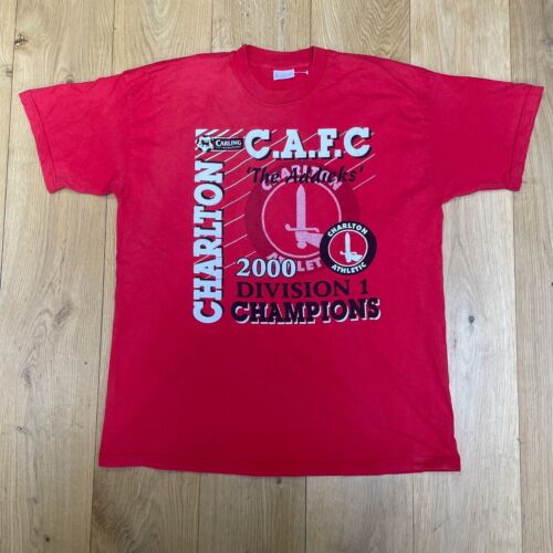 Charlton FC Vintage T Shirt XL Red Mens Retro Y2K Football Short Sleeve Top - 第 1/13 張圖片
