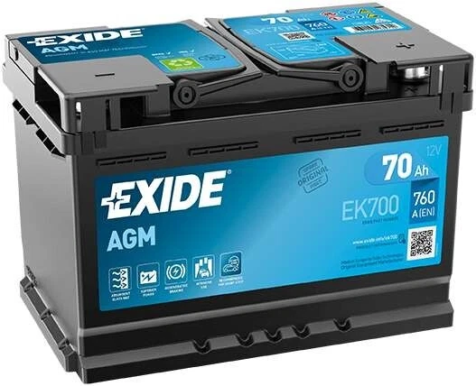 Exide Stop Start 70Ah 760CCA 12v 067 AGM Car Battery 3 Year Warranty -  EK700