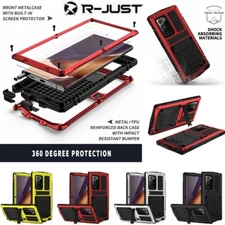 R-JUST For Samsung Note20 Ultra S20+Shockproof Metal Heavy Duty Stand Case Cover