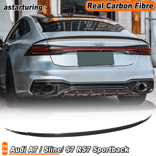For Audi A7 / Sline/ S7 RS7 Sportback Carbon Fiber Rear Trunk Spoiler Wing Lip  - Foto 1 di 12