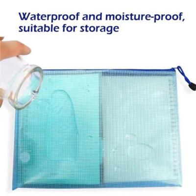 10pcs A4 Mesh Zipper Pouch Document Bag Waterproof Zip File Folders