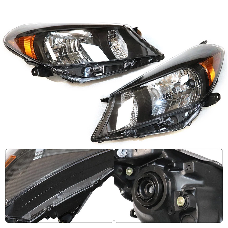 Left & Right For Toyota Yaris 2012 2013 2014 Hatchback Headlights Black Housing - Image 4 of 4