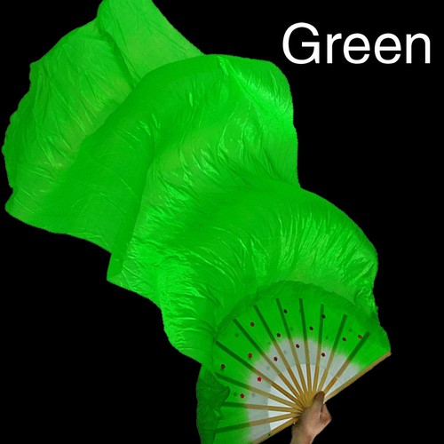 Women's Long Silk Fan Tie-dyed Belly Dance Fan Veils Bamboo Fan Chinese Styles - Picture 17 of 20