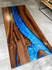 Unique Epoxy River Table - Live Edge Epoxy Center Table - Handmade Resin Wood