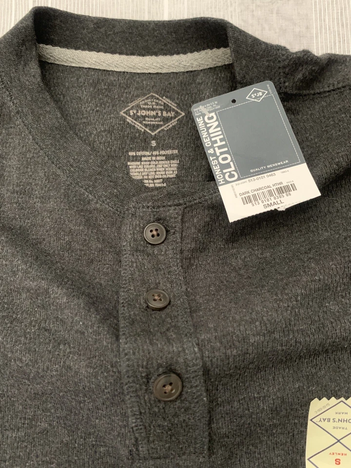 Nuevo con etiquetas Pullover St John's Bay Para Hombre Talla S Henley Cuello Gofre Térmico Manga Larga Foto 2 de 4