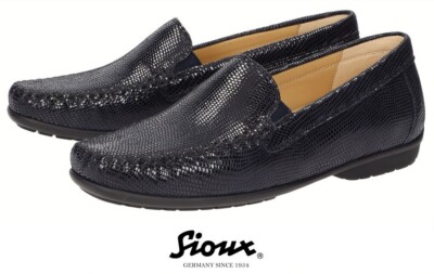 Sioux Germany Comfort Leather Moccasin Slip On Shoe Sioux Cortizia 705 Dark Navy