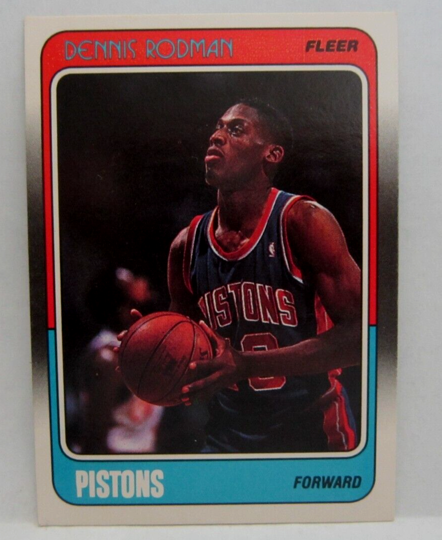 DENNIS RODMAN RC 1988-89 FLEER SHOOTING POSE ROOKE CARD#43!PISTONS 