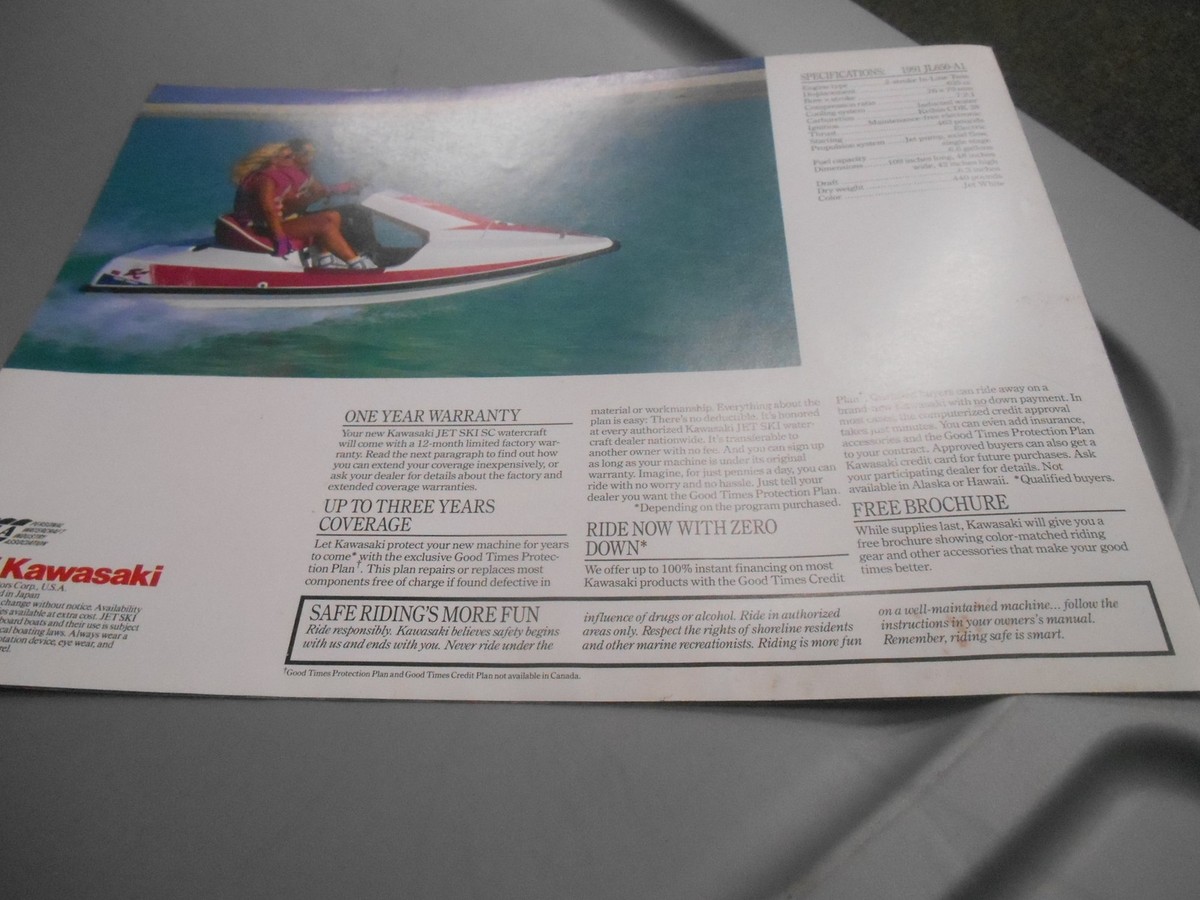 Kawasaki Dealer Features & Specification Brochure Chart 1991