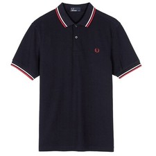 Nuova con etichette - Polo Fred Perry M3600 doppia punta - Navy/Rosso/Bianco - Taglia: M - XXL