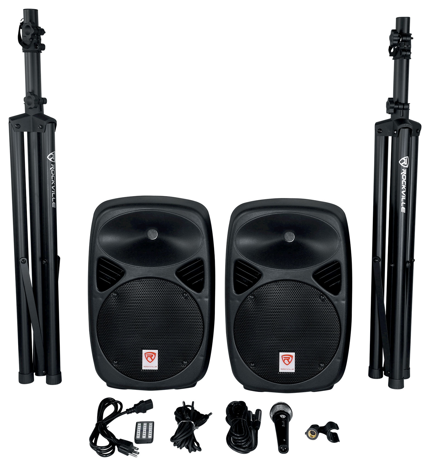 Rockville RPG102K Dual 10" Powered Speakers DJ PA System Bluetooth+Mic