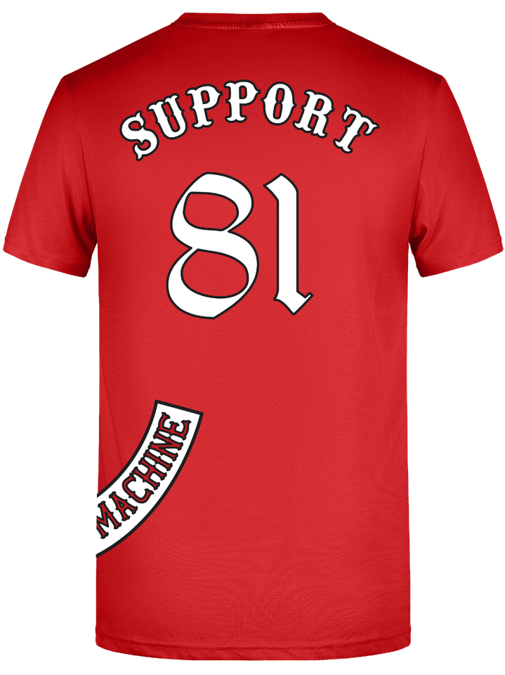 New Hells Angels Support 81 Big Red Machine TShirt World Side Rocker