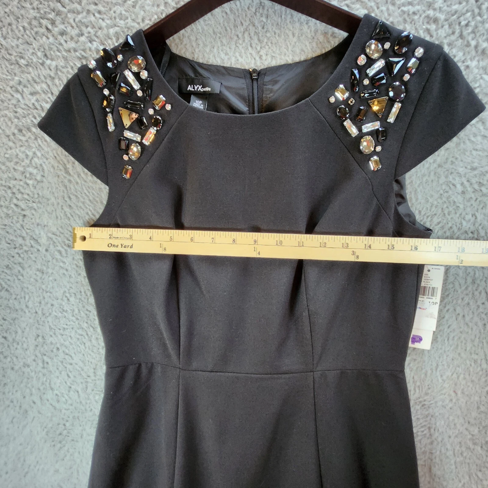 Abito Alyx Fit & Flare 10 Petite Nero Rayon Elasticizzato Cappuccio Manica Classico Schiena Zip