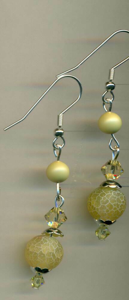 Lemon agate/crystal artisan earrings Birdsongjewelry