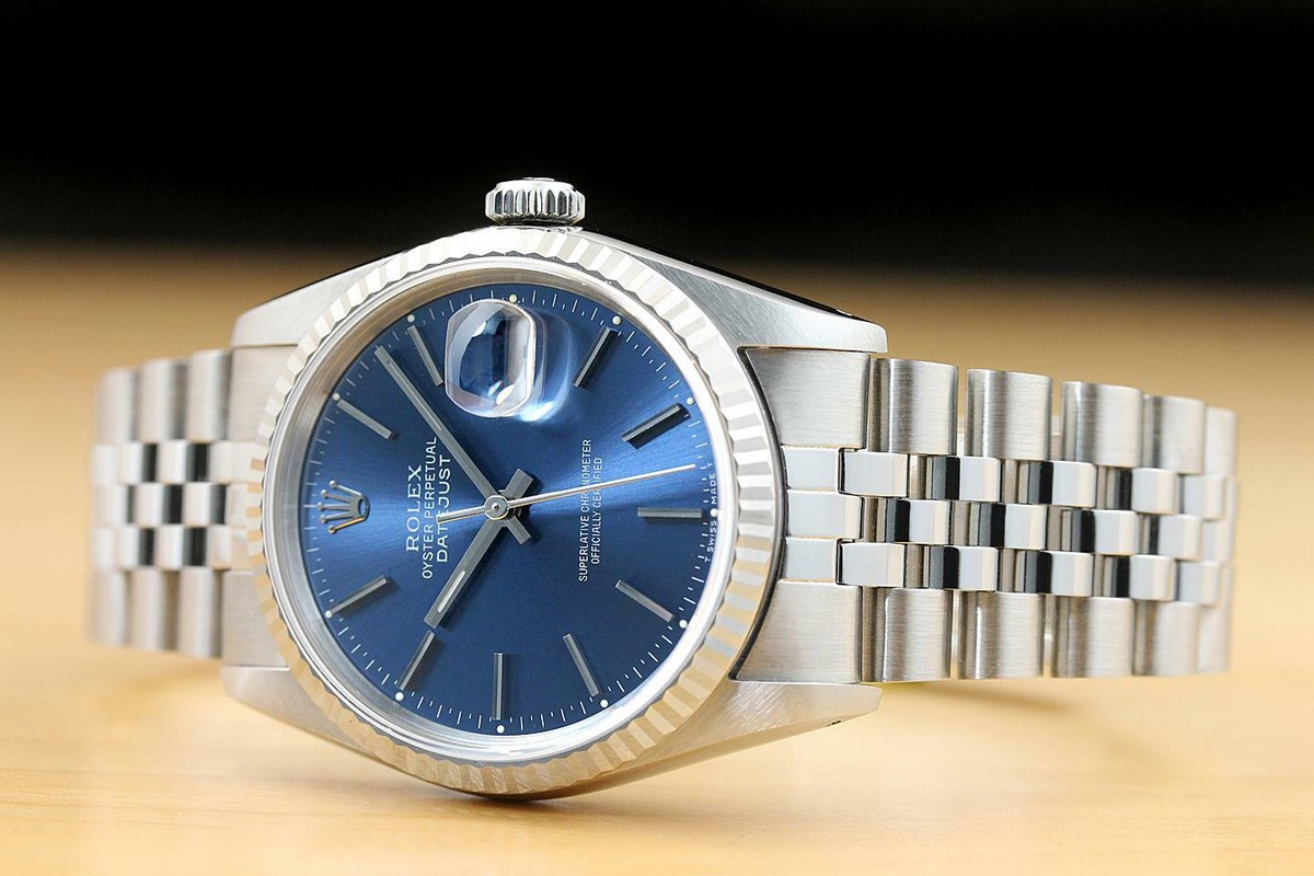 ROLEX MENS DATEJUST 16234 18K WHITE GOLD STEEL WATCH w/ ROLEX