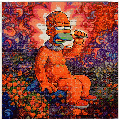 Homer Simpson Smokes Joint Blotter Art Perforated Sheet Paper Psychedelic 7.5