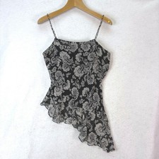 Vtg Silk Paisley Beaded Y2K Fairy Romantic Asymmetrical Ruffle Cami Sz L Whimsy