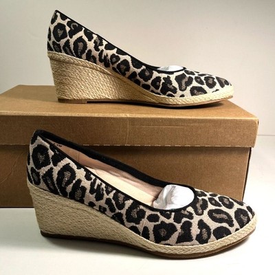 David Tate Leopard Bermuda Espadrille Wedge Heel SZ 8-1/2 M  NEW